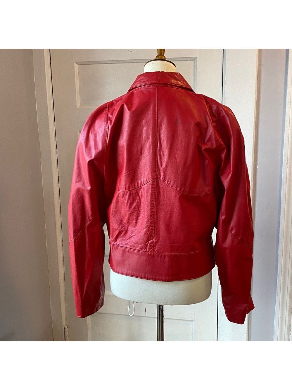 Vintage The Leather Ranch Red Genuine Leather Jacket, Size 3 - Picture 3 of 17